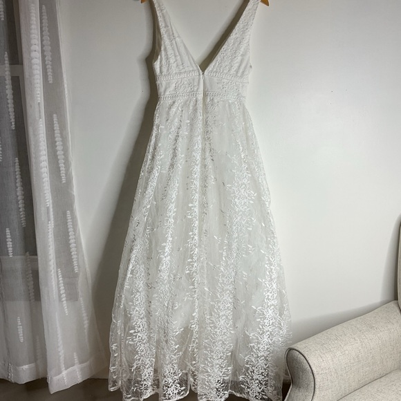 Lulus Sweetest Beloved White Mesh Embroidered Sleeveless Bride Maxi Dress NWT S - Picture 7 of 15